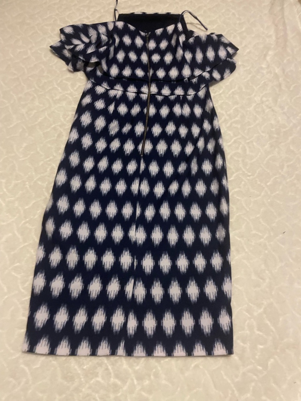 Finders Keepers Navy and White Printed Dress